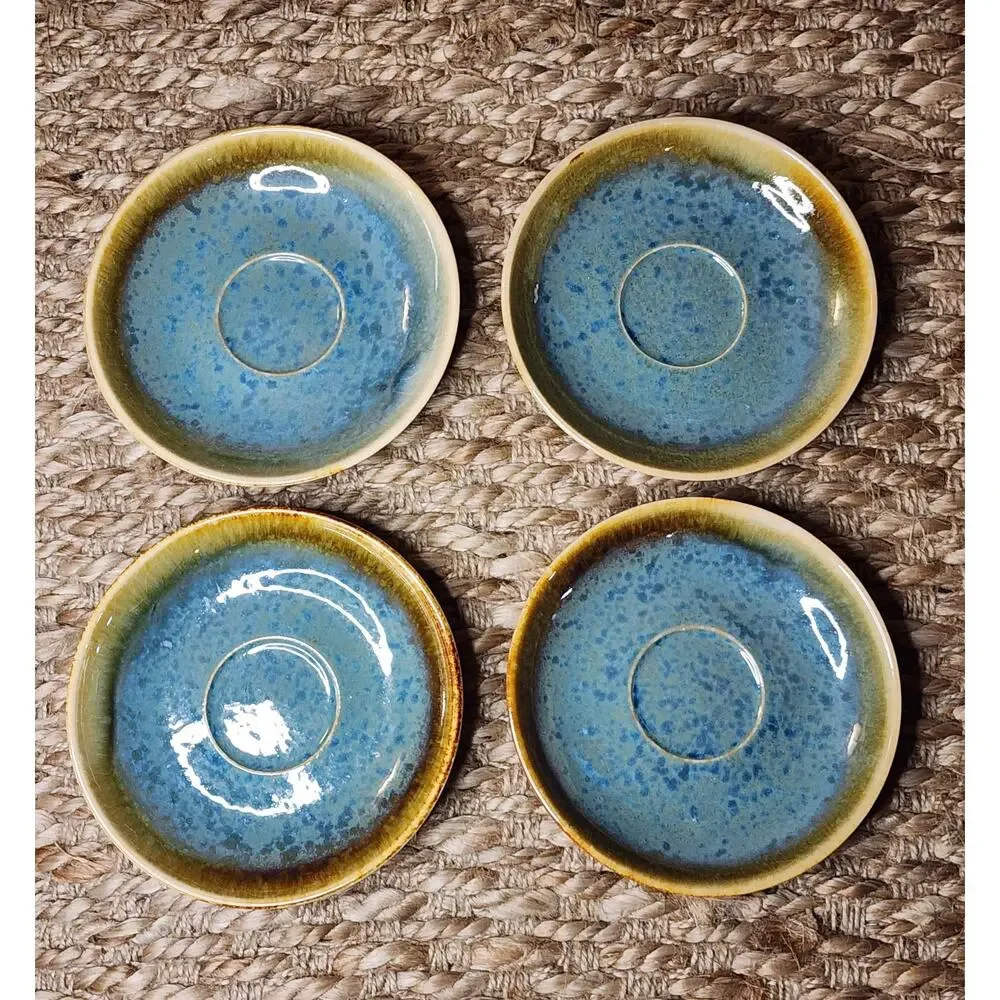 Artisanal Ceramic Teapot & Cup Set in Blue and Yellow